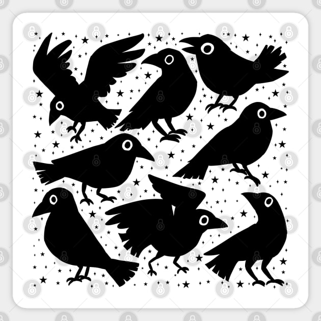 Cute black crows illustration Sticker by Yarafantasyart